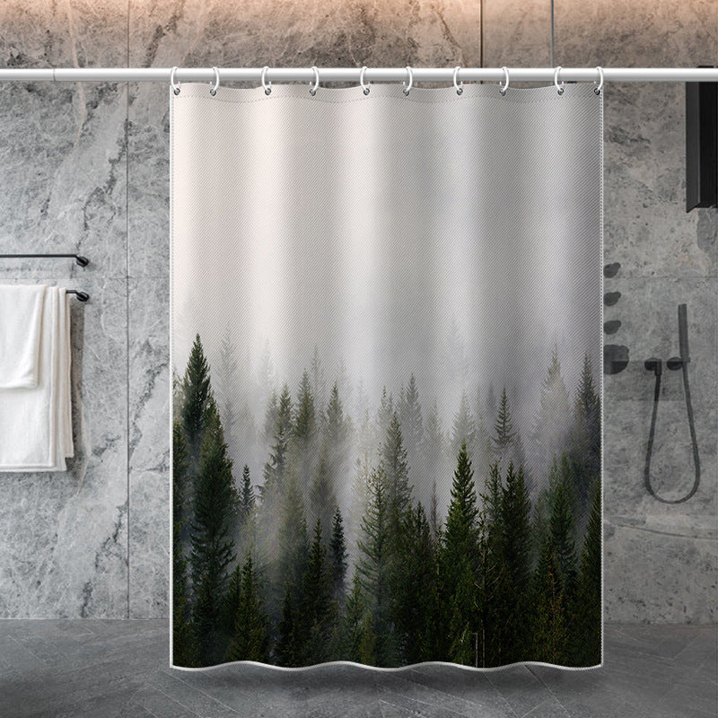 LB-344 100x180cm Mist Pine Forest Design Polyester Bath Curtain Waterproof Shower Curtains LB-344 100x180cm Mist Pine Forest Design Polyester Bath Curtain Waterproof Shower Curtains